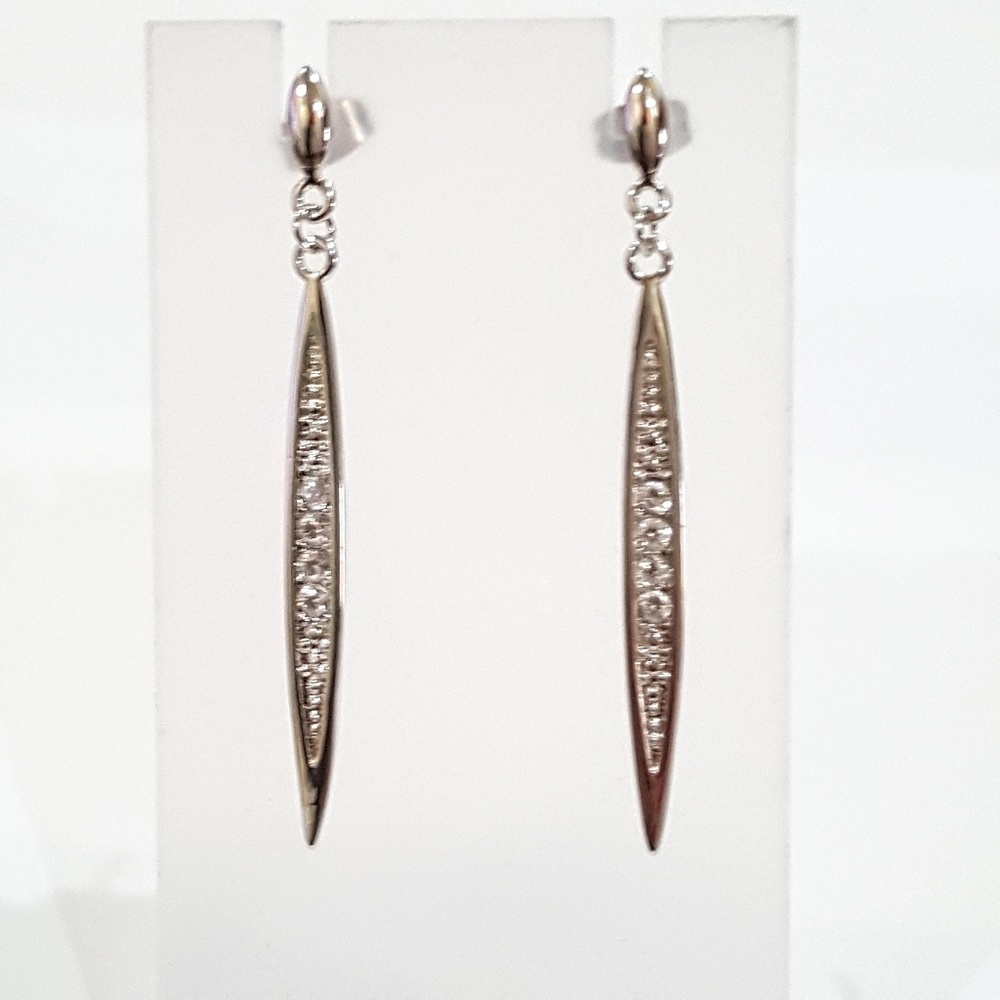 Silver & Crystal Matchstick Earrings